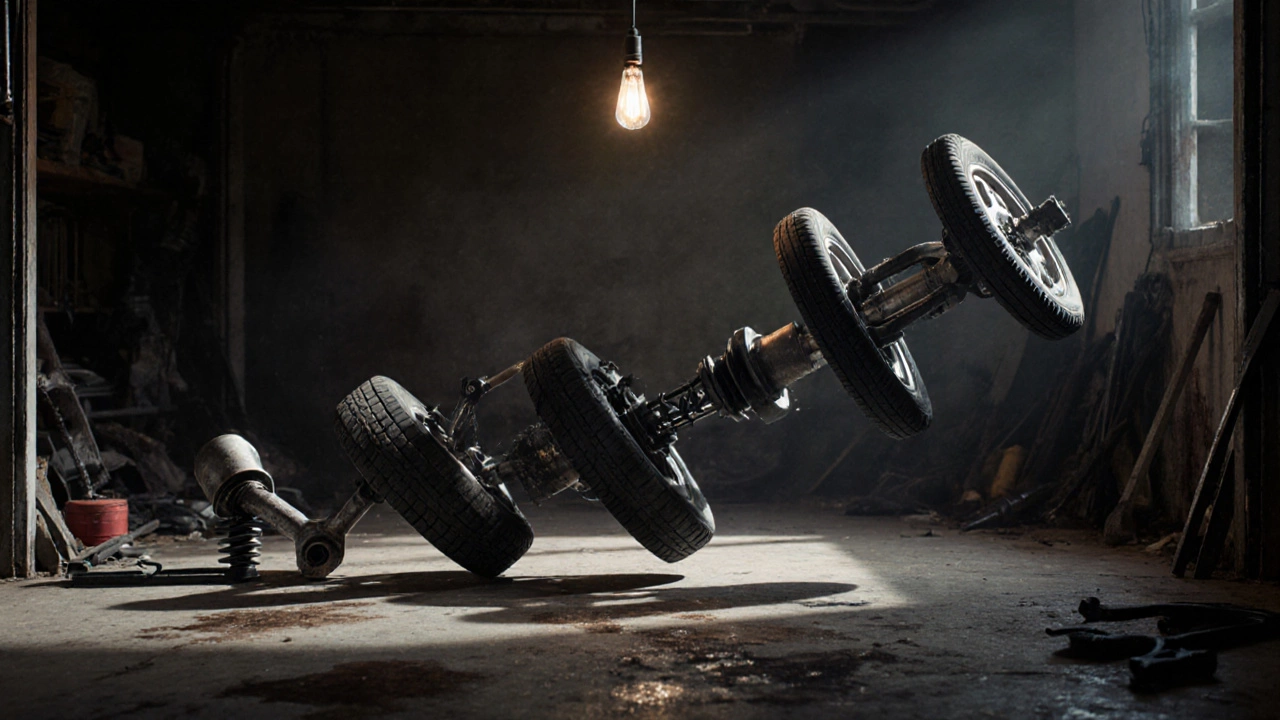 Domino effect of suspension failure causing multiple vehicle component damages