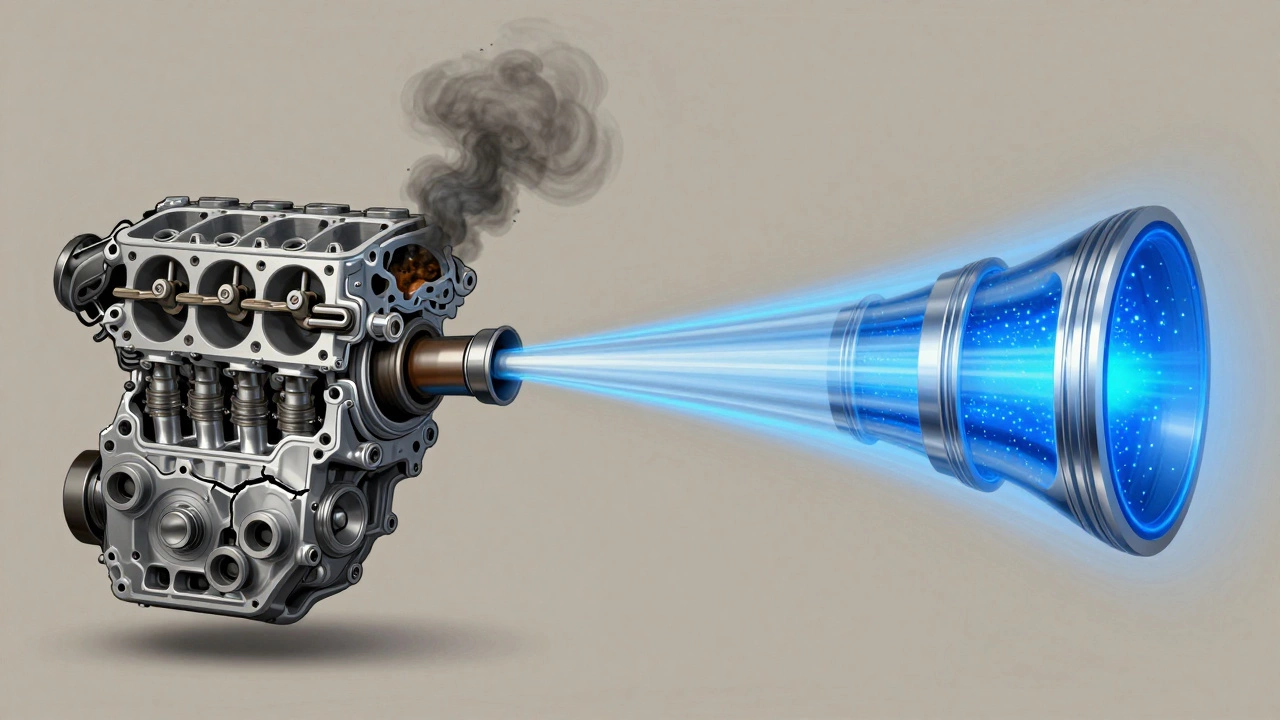 Split image showing dirty air damaging engine parts versus clean air enabling smooth operation.