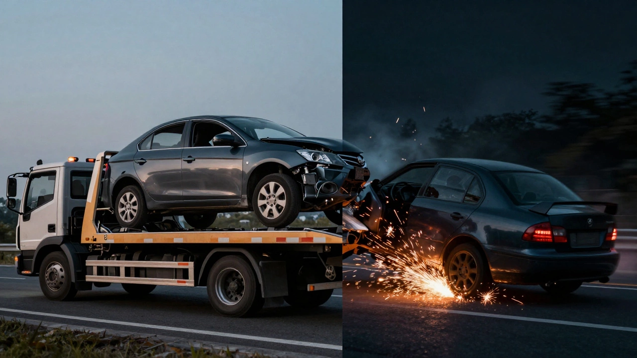 Tow truck vs skidding car: safety risks of driving with bad suspension